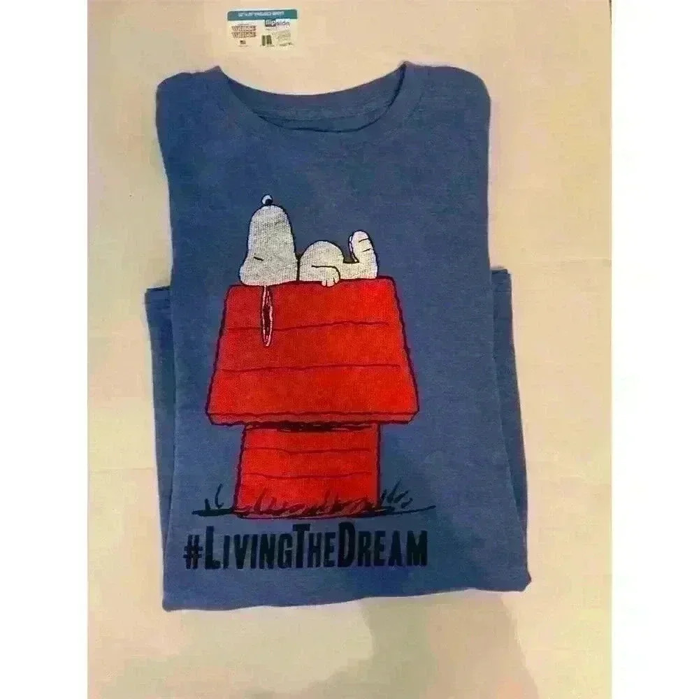 Peanuts Men's XL Blue Snoopy #LivingTheDream Graphic T-Shirt